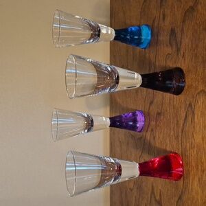 VINTAGE Multicolored Tapered Base Cordial Cocktail Shot Glasses, Set of 4